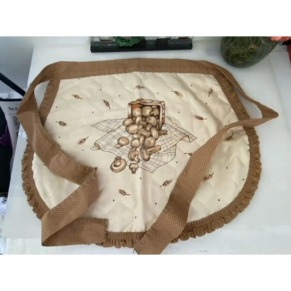 Country‎ Farm House Apron Mushroom Design Quilted Ruffled by Franco Reversible